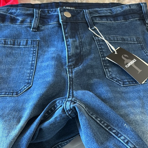 Flamingals Women's Pocket Detail Wide Leg Jeans Low Waist Vintage Pants XL - Picture 9 of 9